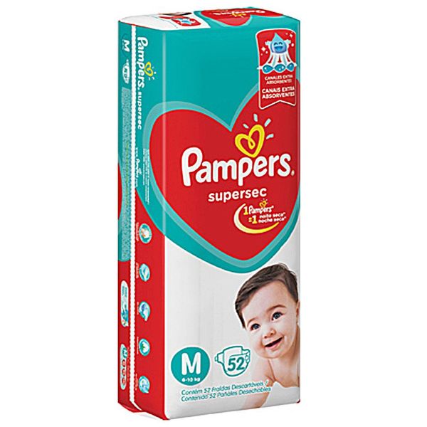 FRALDA PAMPERS SUPERSEC HIPER 52UN M - lavagnoli