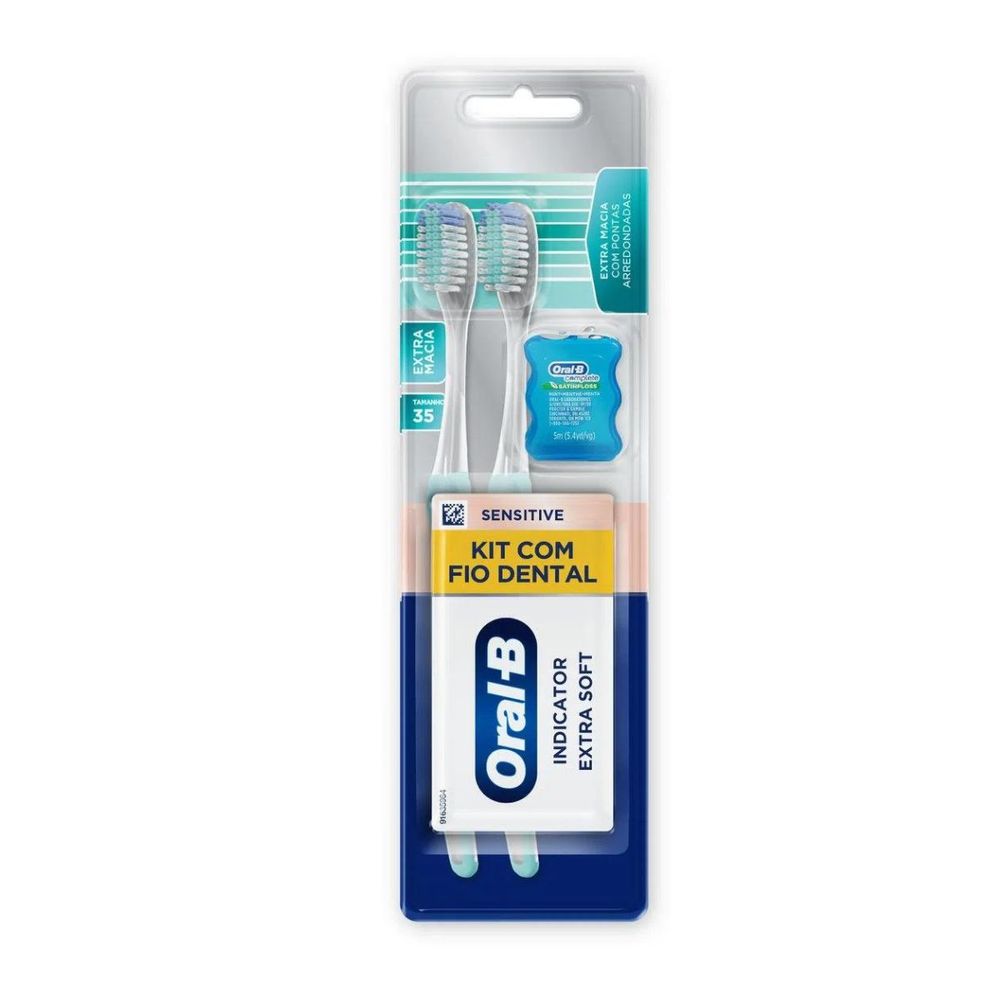 KIT ESCOVA DENTAL ORAL B MAN INDICATOR 2UN + FIO DENTAL - Lavagnoli