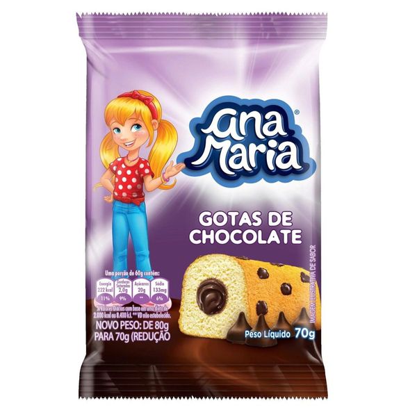 BOLINHO ANA MARIA 70G GOTAS CHOCOLATE - lavagnoli