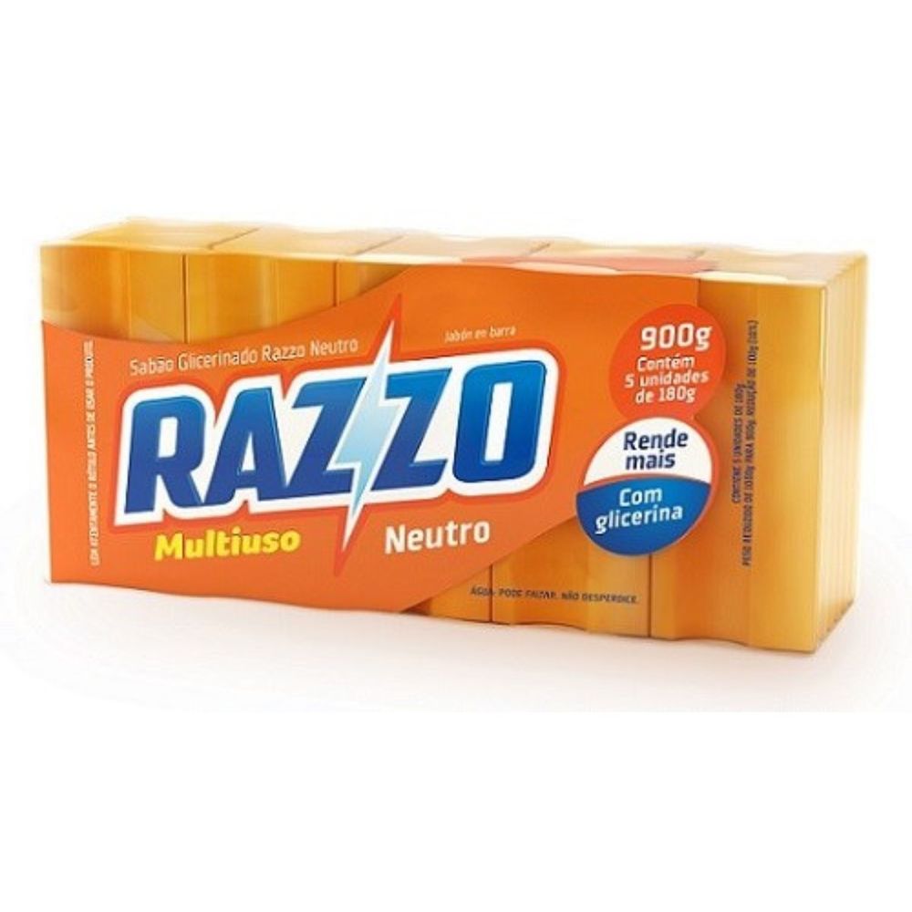 SABÃO BARRA RAZZO 5X180G NEUTRO - lavagnoli