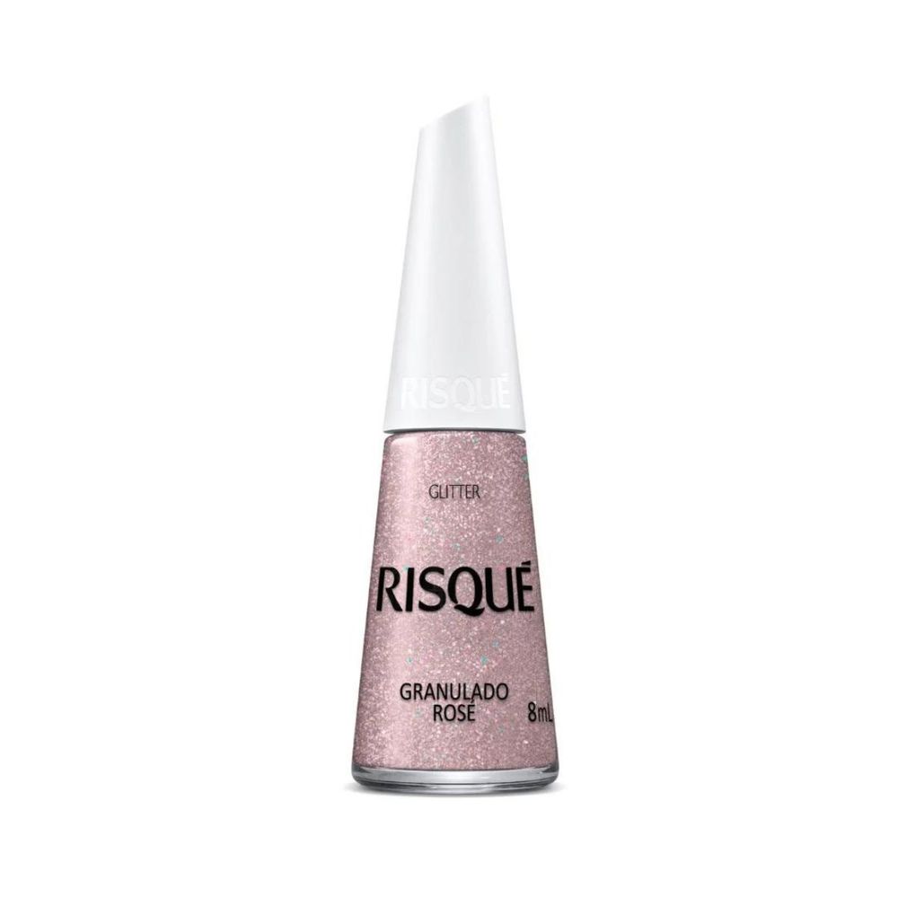 ESMALTE RISQUÉ GLITTER 8ML GRANULADO ROSE - lavagnoli
